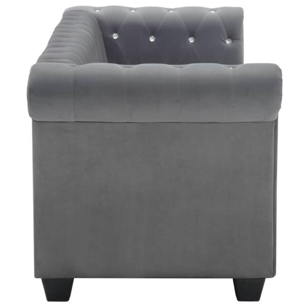 Chesterfield Sofa 3-Sitzer Samtbezug 199x75x72 cm Grau