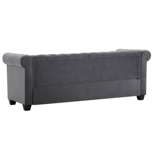 Chesterfield Sofa 3-Sitzer Samtbezug 199x75x72 cm Grau