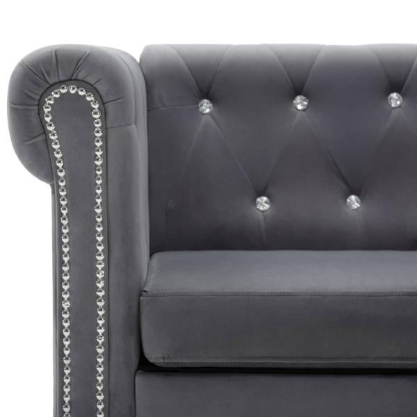 Chesterfield Sofa 3-Sitzer Samtbezug 199x75x72 cm Grau