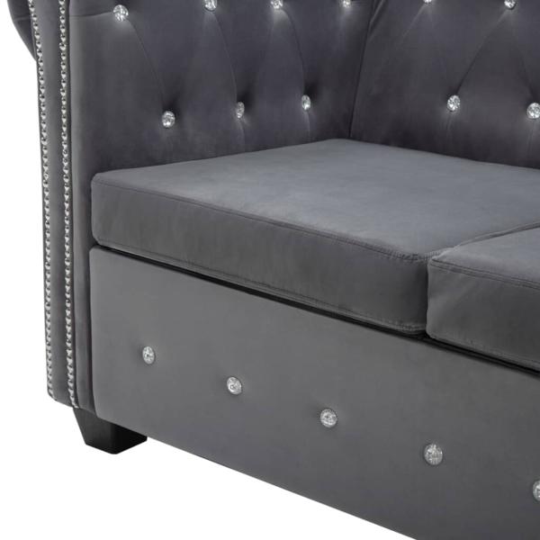 Chesterfield Sofa 3-Sitzer Samtbezug 199x75x72 cm Grau