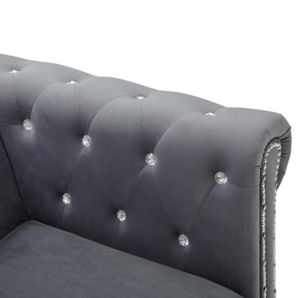 Chesterfield Sofa 3-Sitzer Samtbezug 199x75x72 cm Grau