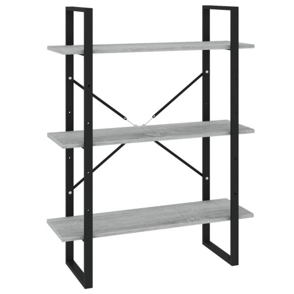 Bücherregal 5 Fächer Grau Sonoma-Eiche 80x30x175 Holzwerkstoff