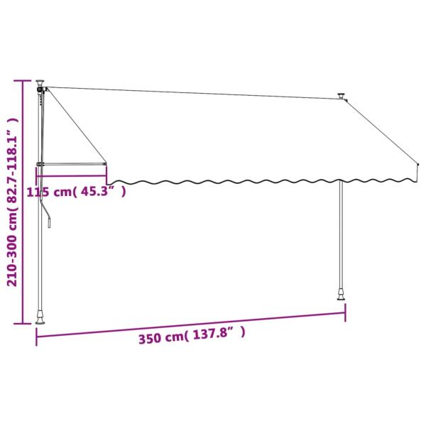 Markise Einziehbar Anthrazit 350x150 cm Stoff und Stahl