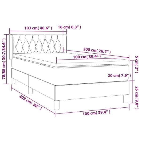 Boxspringbett mit Matratze Schwarz 100x200 cm Stoff