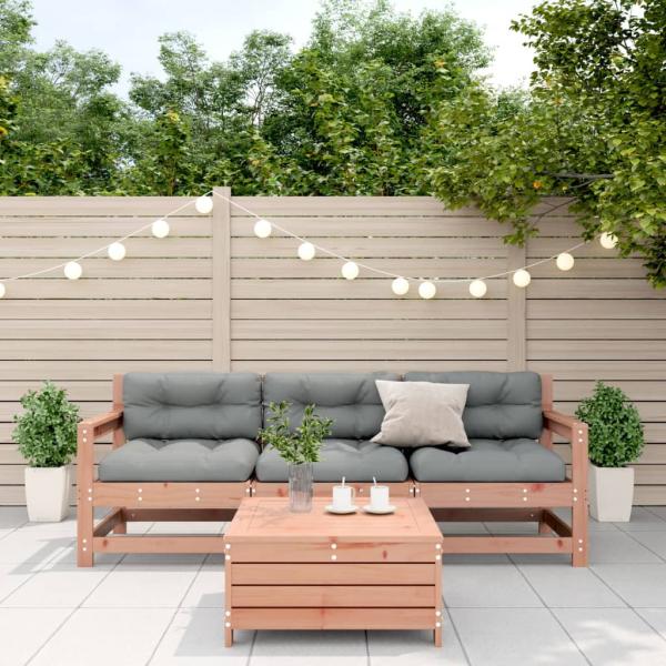 4-tlg. Garten-Lounge-Set mit Kissen Massivholz Douglasie