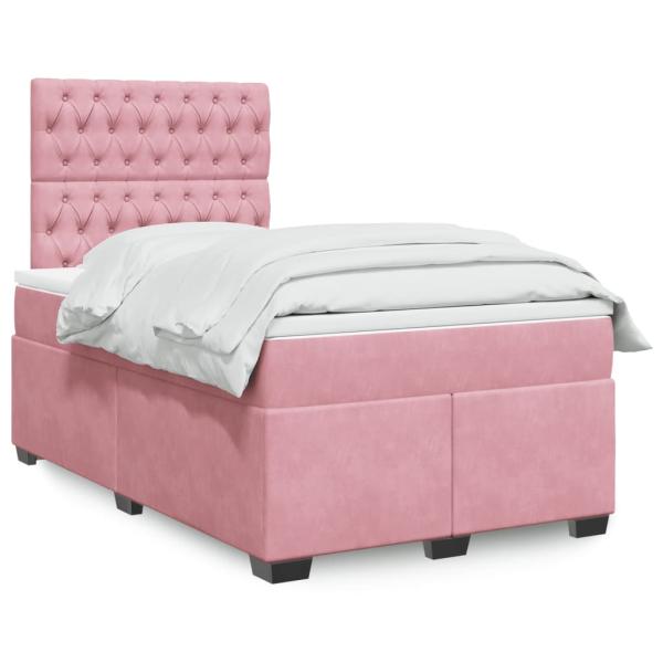 ARDEBO.de - Boxspringbett mit Matratze Rosa 120x200 cm Samt