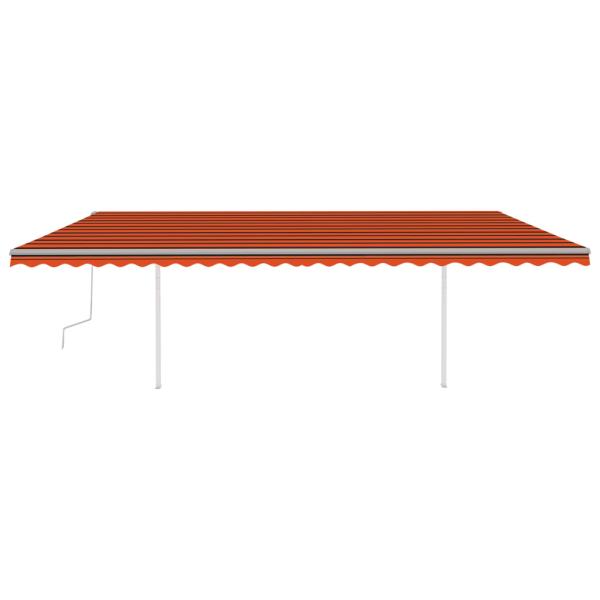 Markise Manuell Einziehbar mit Pfosten 6x3,5 m Orange & Braun