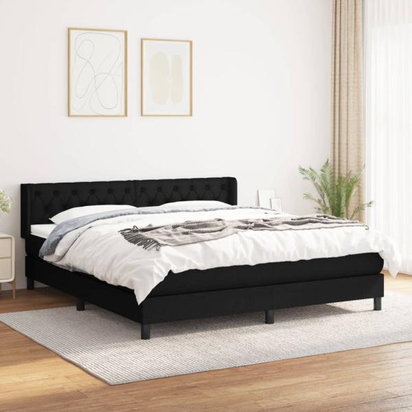 ARDEBO.de - Boxspringbett mit Matratze Schwarz 160x200 cm Stoff