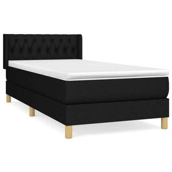 Boxspringbett mit Matratze Schwarz 100x200 cm Stoff