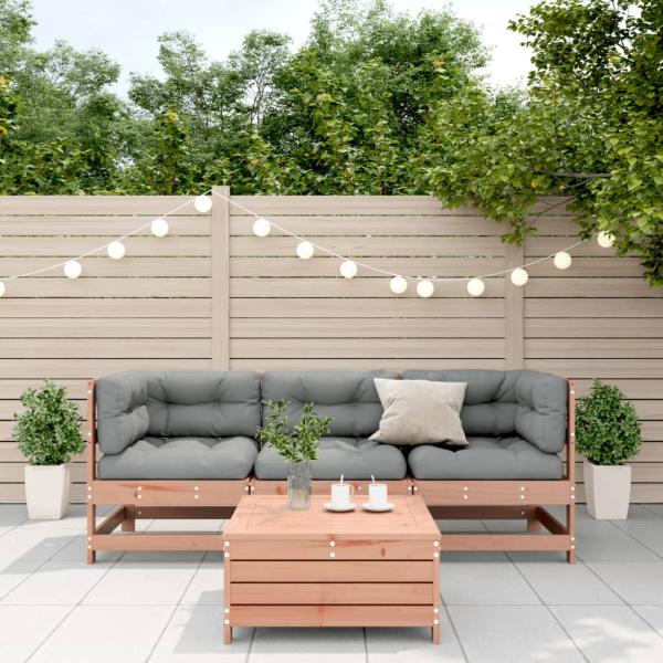 4-tlg. Garten-Lounge-Set mit Kissen Massivholz Douglasie