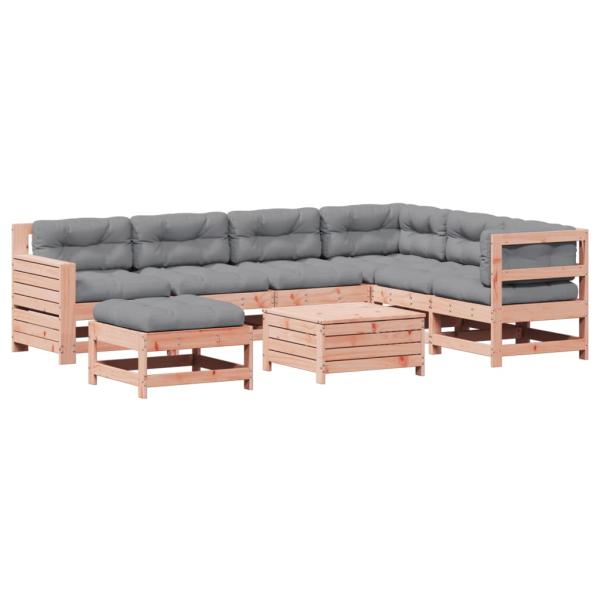 8-tlg. Garten-Lounge-Set mit Kissen Massivholz Douglasie