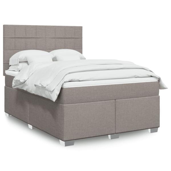 ARDEBO.de - Boxspringbett mit Matratze Taupe 140x190 cm Stoff