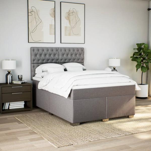 Boxspringbett mit Matratze Taupe 140x190 cm Stoff