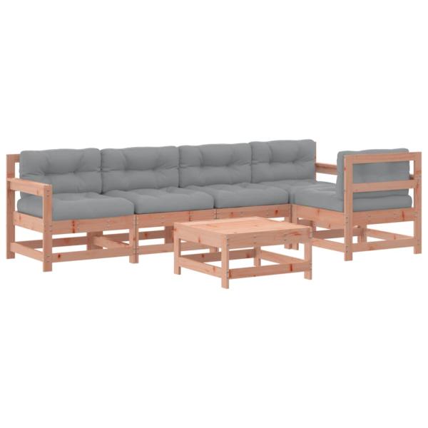 6-tlg. Garten-Lounge-Set mit Kissen Massivholz Douglasie