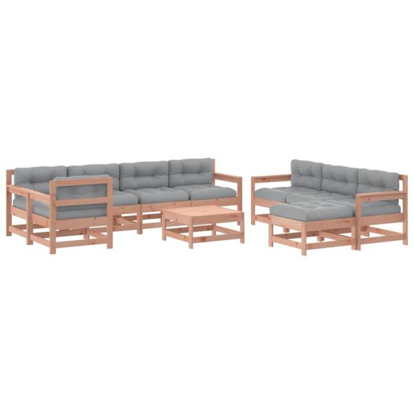 10-tlg. Garten-Lounge-Set mit Kissen Massivholz Douglasie