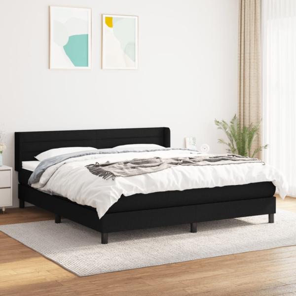 ARDEBO.de - Boxspringbett mit Matratze Schwarz 180x200 cm Stoff