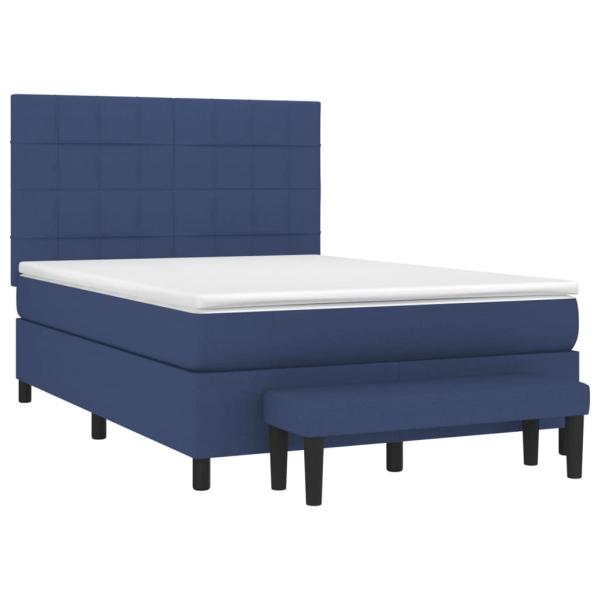 Boxspringbett mit Matratze Blau 140x190 cm Stoff