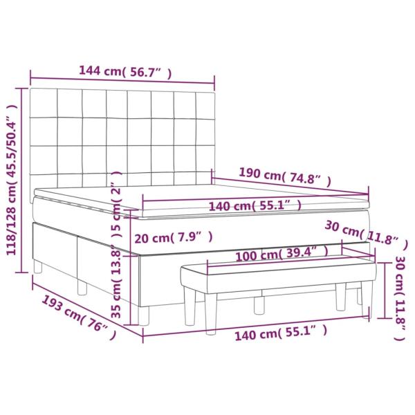 Boxspringbett mit Matratze Blau 140x190 cm Stoff