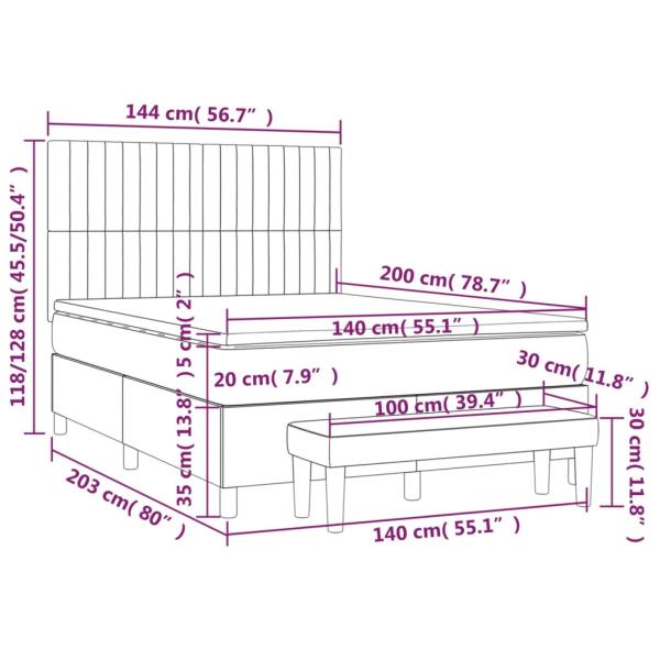 Boxspringbett mit Matratze Blau 140x200 cm Stoff