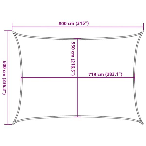 Sonnensegel 160 g/m² Rechteckig Sandfarben 6x8 m HDPE