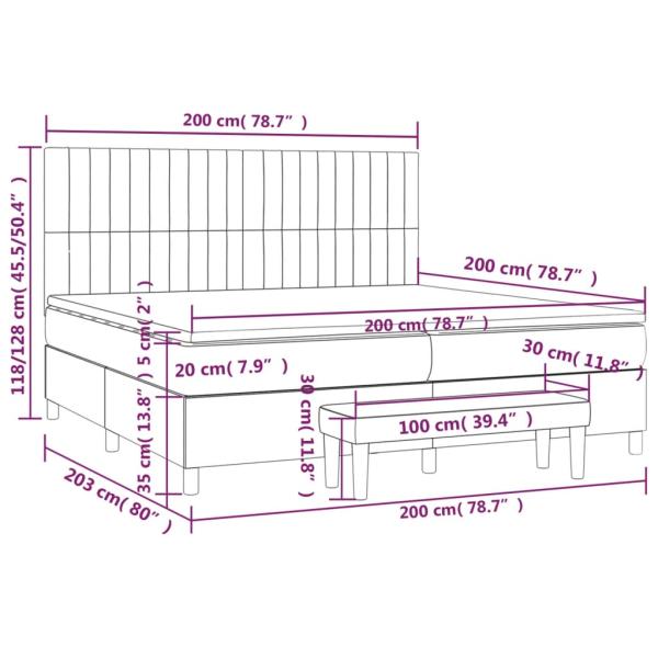 Boxspringbett mit Matratze Blau 200x200 cm Stoff