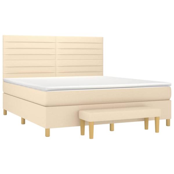 Boxspringbett mit Matratze Creme 160x200 cm Stoff