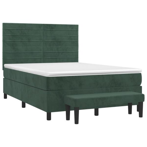 Boxspringbett mit Matratze Dunkelgrün 140x190 cm Samt