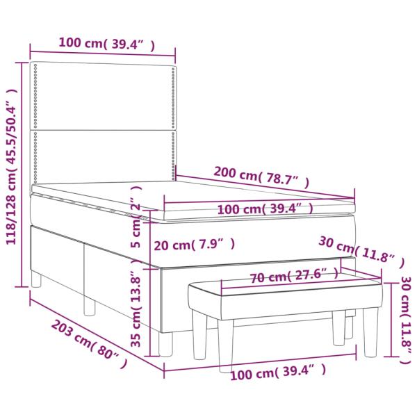 Boxspringbett mit Matratze Dunkelgrün 100x200 cm Samt