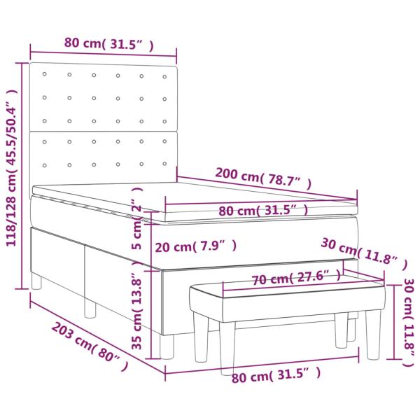 Boxspringbett mit Matratze Dunkelgrün 80x200 cm Samt