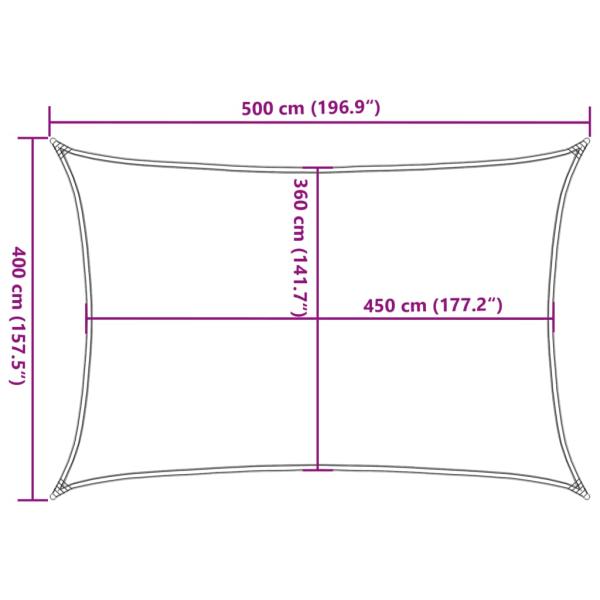 Sonnensegel 160 g/m² Rechteckig Hellgrau 4x5 m HDPE