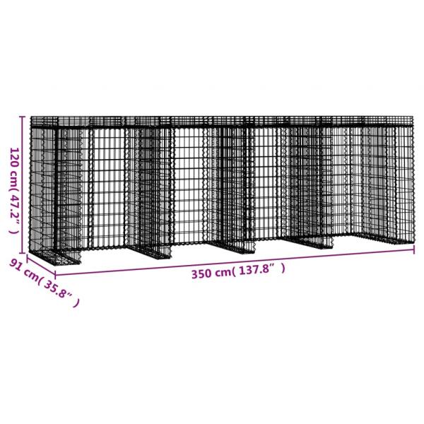 Gabionen-Mülltonnenbox 350x91x120 cm Verzinktes Eisen