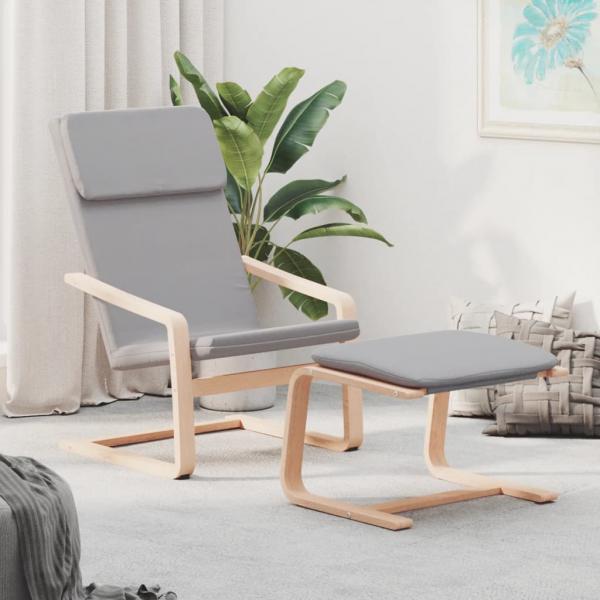 ARDEBO.de - Relaxsessel mit Hocker Hellgrau Stoff