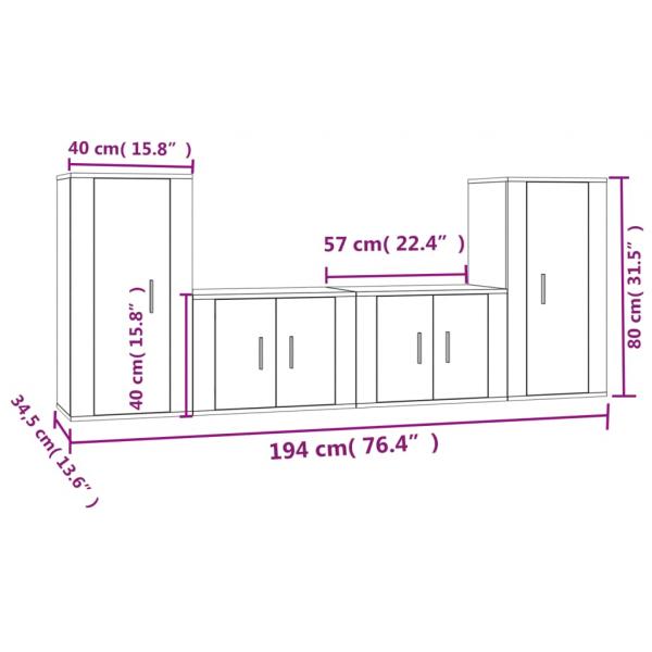 4-tlg. TV-Schrank-Set Schwarz Holzwerkstoff