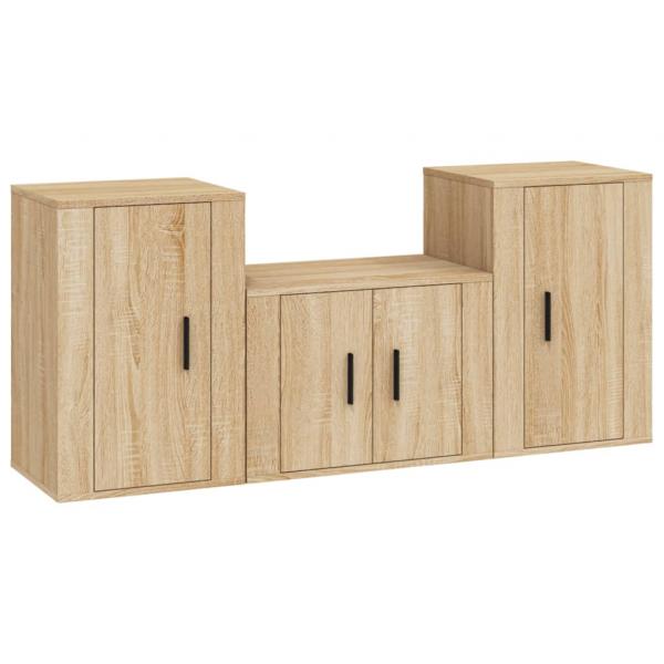 3-tlg. TV-Schrank-Set Sonoma-Eiche Holzwerkstoff