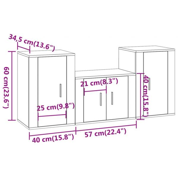 3-tlg. TV-Schrank-Set Sonoma-Eiche Holzwerkstoff