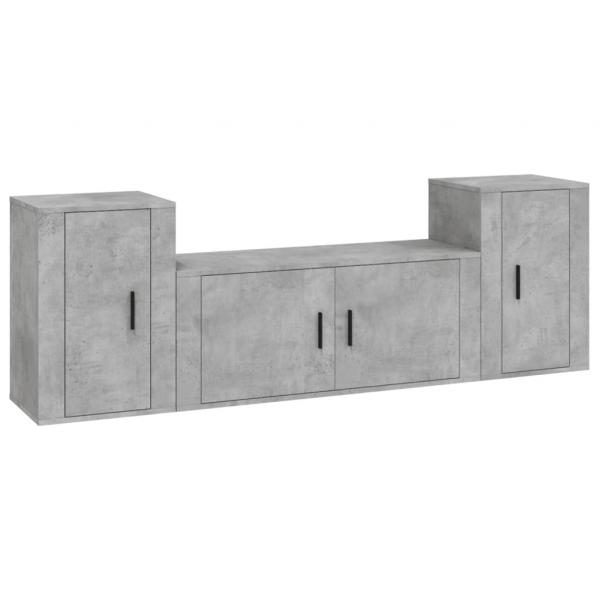 3-tlg. TV-Schrank-Set Betongrau Holzwerkstoff