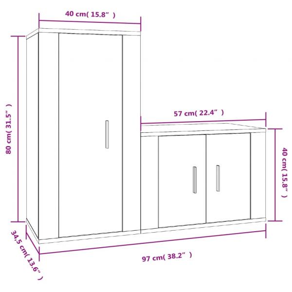 2-tlg. TV-Schrank-Set Schwarz Holzwerkstoff