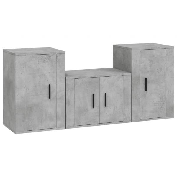 3-tlg. TV-Schrank-Set Betongrau Holzwerkstoff