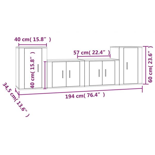 4-tlg. TV-Schrank-Set Betongrau Holzwerkstoff