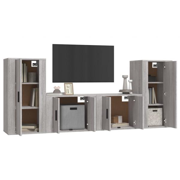 4-tlg. TV-Schrank-Set Grau Sonoma Holzwerkstoff