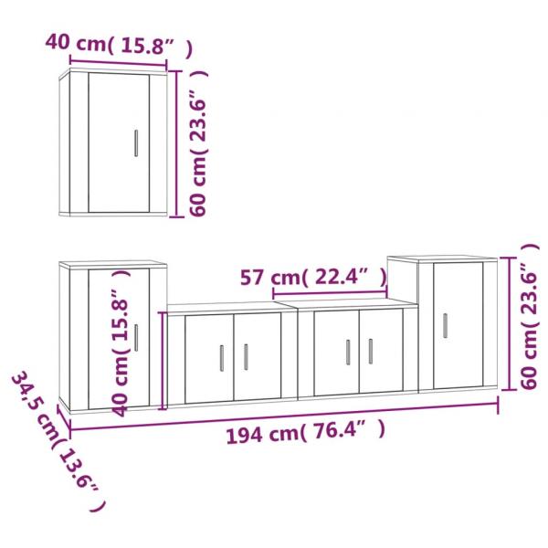 5-tlg. TV-Schrank-Set Grau Sonoma Holzwerkstoff