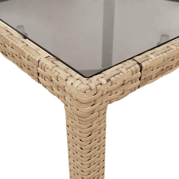 7-tlg. Garten-Essgruppe mit Kissen Beige Poly Rattan und Glas