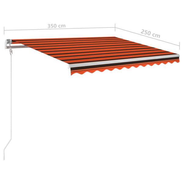 Markise Manuell Einziehbar mit Pfosten 3,5x2,5 m Orange & Braun