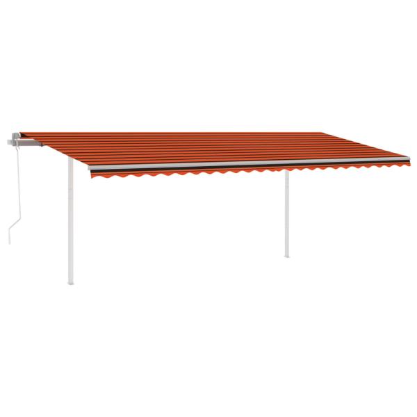 Markise Manuell Einziehbar mit Pfosten 3,5x2,5 m Orange & Braun