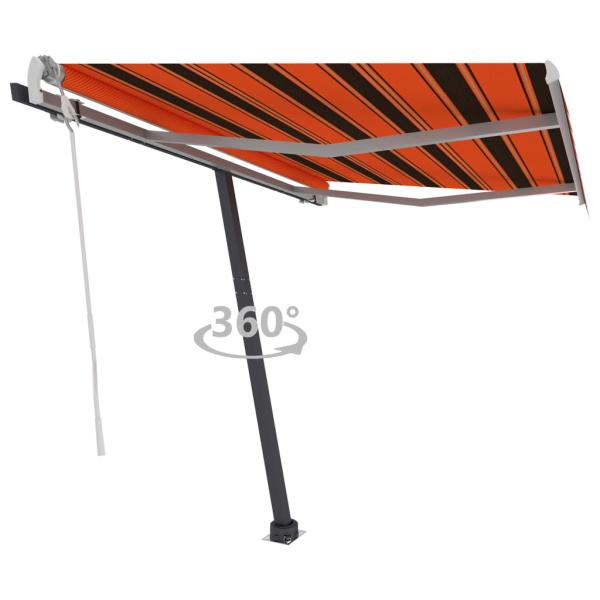 ARDEBO.de - Standmarkise Manuell Einziehbar 350x250 cm Orange/Braun