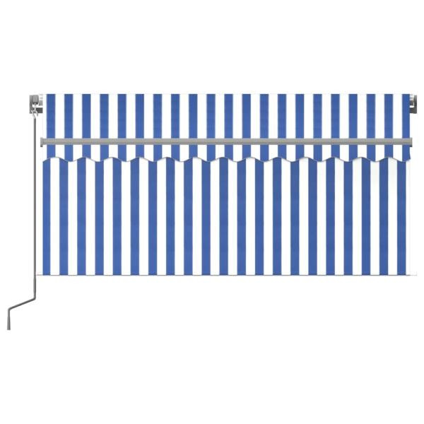 Markise Manuell Einziehbar mit Rollo 3,5x2,5m Blau & Weiß