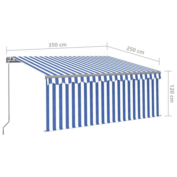 Markise Manuell Einziehbar mit Rollo 3,5x2,5m Blau & Weiß