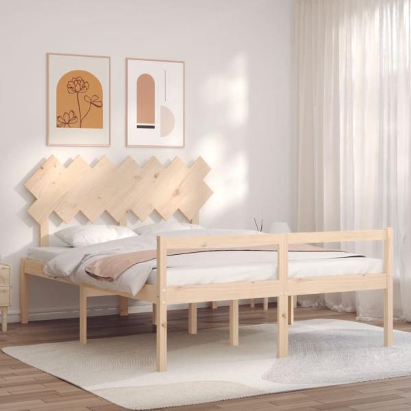 ARDEBO.de - Seniorenbett mit Kopfteil 140x190 cm Massivholz