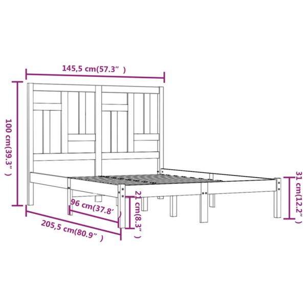 Massivholzbett ohne Matratze 140x200 cm Kiefernholz