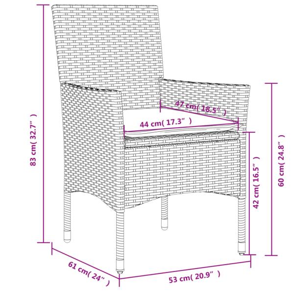 11-tlg. Garten-Essgruppe mit Kissen Weiß Poly Rattan und Glas